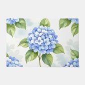 Pastel Blue Hydrangea Bouquet Pattern ドアマット (正面)
