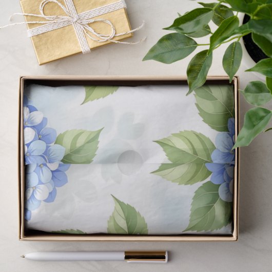 Pastel Blue Hydrangea Bouquet Pattern 薄葉紙 (ギフト)