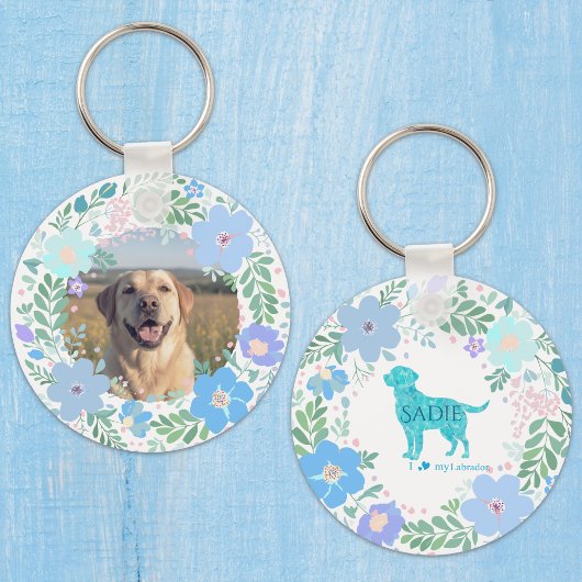 Pastel Blue Labrador Retriever Custom Photo  キーホルダー