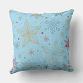 "Pastel Blue Large Star Pattern Throw Pillow クッション (裏面)