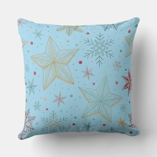 "Pastel Blue Large Star Pattern Throw Pillow クッション (裏面)