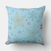 "Pastel Blue Large Star Pattern Throw Pillow クッション (正面)