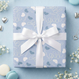 Pastel Blue Love Hearts ラッピングペーパー
