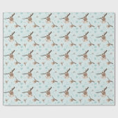Pastel Blue Monkey Valentine Wrapping Paper  ラッピングペーパー (フラット)