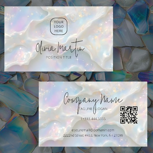 Pastel Blue Opal Aesthetic Background 名刺
