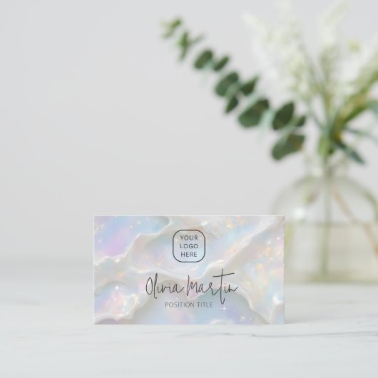 Pastel Blue Opal Aesthetic Background 名刺 (スタンド正面)