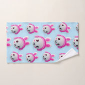 Pastel Blue & Pink Cartoon Bunny Towel バスタオルセット (ハンドタオル)