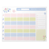 Pastel Blue Pink Cute Monthly Planner Notepad 11x8 ノートパッド (正面)