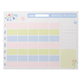 Pastel Blue Pink Cute Monthly Planner Notepad 11x8 ノートパッド
