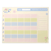 Pastel Blue Pink Cute Monthly Planner Notepad 11x8 ノートパッド (正面)