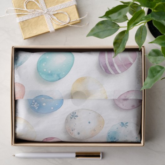 Pastel Blue Pink Easter Egg Pattern 薄葉紙 (ギフト)