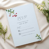Pastel blue pink red green flowers RSVP 招待状