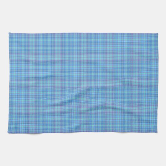 Pastel Blue Plaid Pattern キッチンタオル (横)