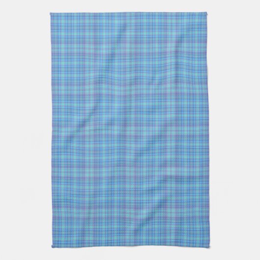 Pastel Blue Plaid Pattern キッチンタオル (縦)