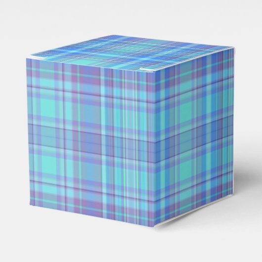 Pastel Blue Plaid Pattern フェイバーボックス (正面サイド)