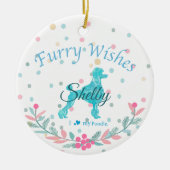 Pastel Blue Poodle - Custom Photo & Name セラミックオーナメント (正面)