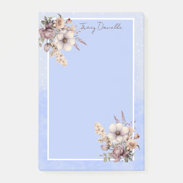 Pastel Blue Pretty Floral Custom Post-it Notes ポストイット