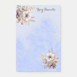 Pastel Blue Pretty Floral Custom Post-it Notes ポストイット
