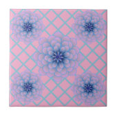 Pastel Blue Purple Floral Pattern Aesthetic Seamle タイル (正面)