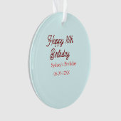 Pastel blue red happy 16th birthday name date eleg オーナメント (正面)