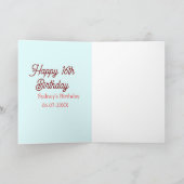 Pastel blue red happy 16th birthday name date eleg カード (内部)