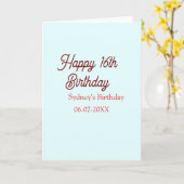 Pastel blue red happy 16th birthday name date eleg カード (黄色い花)