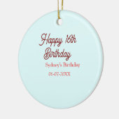 Pastel blue red happy 16th birthday name date eleg セラミックオーナメント (左)