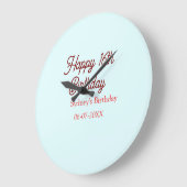 Pastel blue red happy 16th birthday name date eleg ラージ壁時計 (傾斜)