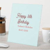 Pastel blue red happy 16th birthday name date eleg 台座サイン (インサイチュ)