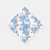 Pastel blue roses pattern スタンダードランチョンナプキン (角)