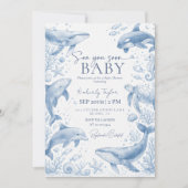 Pastel Blue Sea You Soon Under the Sea Baby Shower 招待状 (正面)