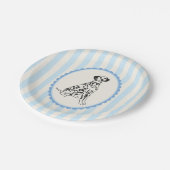 Pastel Blue Stripes and Dalmatian Dog ペーパープレート (アングル)