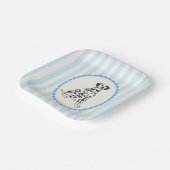 Pastel Blue Stripes and Dalmatian Dog ペーパープレート (傾斜あり)