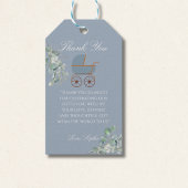 Pastel Blue Stripes Baby Carriage Baby Shower ギフトタグ