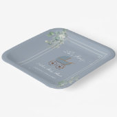 Pastel Blue Stripes Baby Carriage Baby Shower ペーパープレート (傾斜あり)