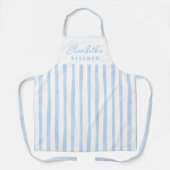 Pastel Blue Stripes Name Apron エプロン (正面)