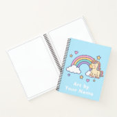 Pastel Blue Unicorn Rainbow Personalized ノートブック (内部)