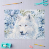 Pastel Blue Victorian Florals & White Wolf Head 薄葉紙 (クラフト)