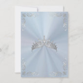 Pastel Blue - Vintage Frame & Tiara Quinceanera サンキューカード (裏面)