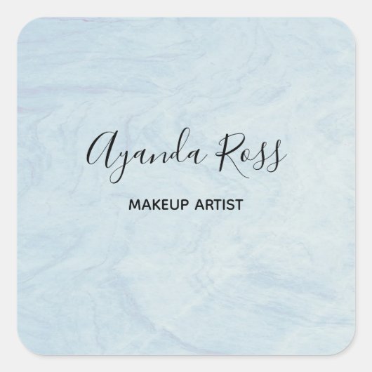 Pastel blue watercolor marble スクエアシール (正面)