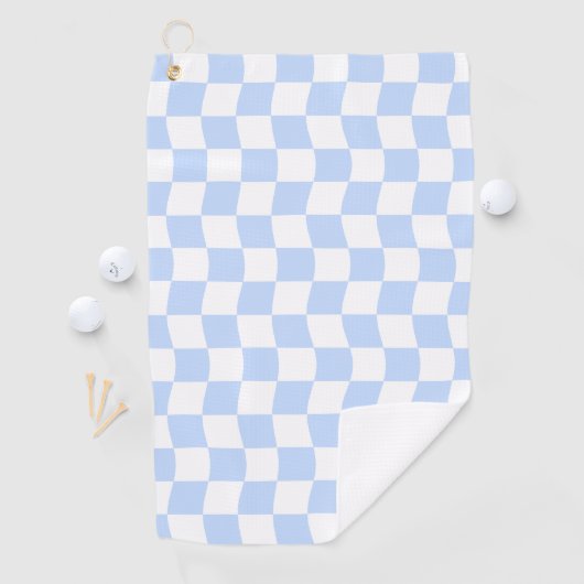 Pastel Blue White Retro Checkerboard Pattern ゴルフタオル (インサイチュ)