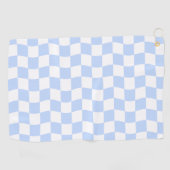 Pastel Blue White Retro Checkerboard Pattern ゴルフタオル (横)