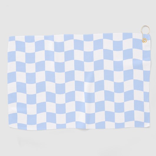 Pastel Blue White Retro Checkerboard Pattern ゴルフタオル (横)
