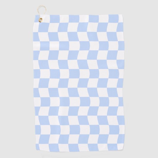 Pastel Blue White Retro Checkerboard Pattern ゴルフタオル (正面)