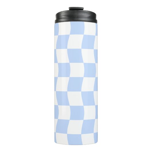Pastel Blue White Retro Checkerboard Pattern タンブラー (正面)