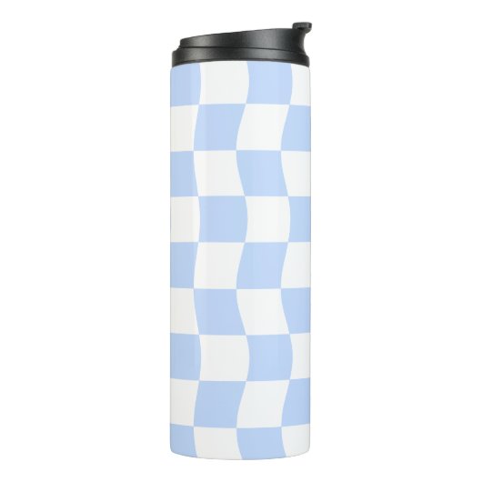 Pastel Blue White Retro Checkerboard Pattern タンブラー (回転左)