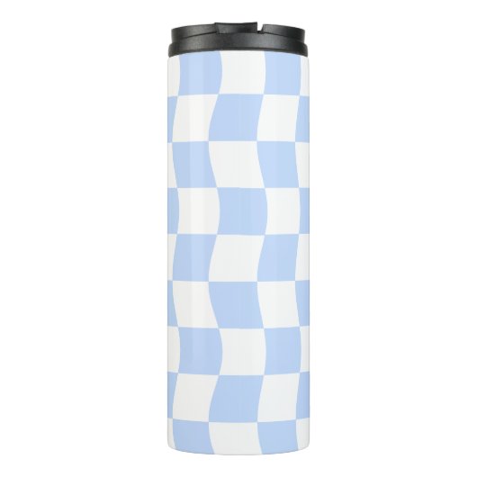 Pastel Blue White Retro Checkerboard Pattern タンブラー (裏面)