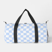Pastel Blue White Retro Checkerboard Pattern ダッフルバッグ (正面)