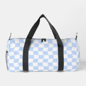 Pastel Blue White Retro Checkerboard Pattern ダッフルバッグ (裏面)