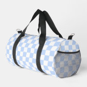 Pastel Blue White Retro Checkerboard Pattern ダッフルバッグ (右コーナー)